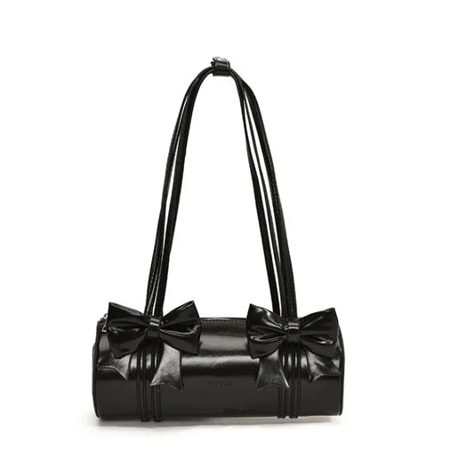 Exquisite Bow Glossy Boston Bag - Lotus Pearl Clothing,  -  []