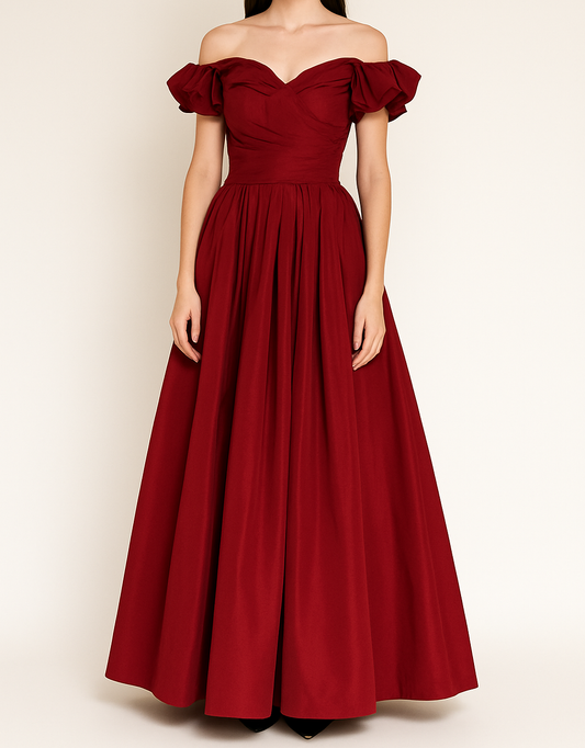 Juliet - Elegant Wine Red Evening Dress - Lotus Pearl Clothing,  -  []