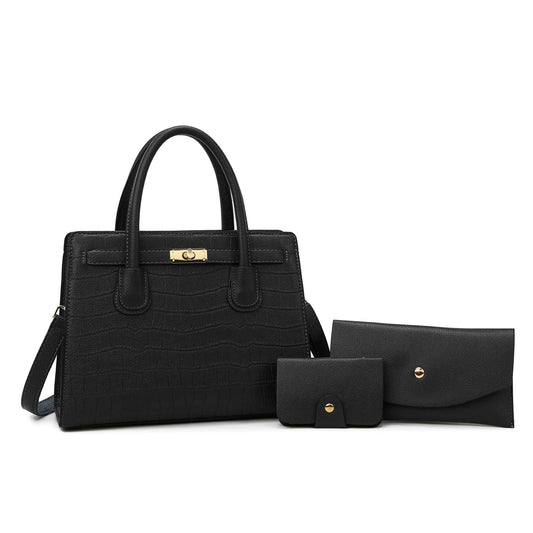 Luxury Feel Handbag 3-Piece Set - Lotus Pearl Clothing,  -  []