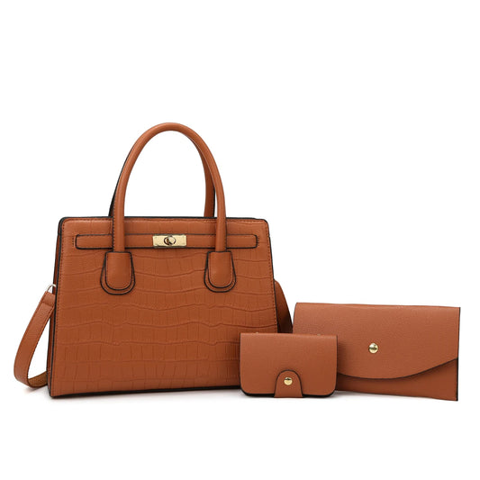 Luxury Feel Handbag 3-Piece Set - Lotus Pearl Clothing,  -  []