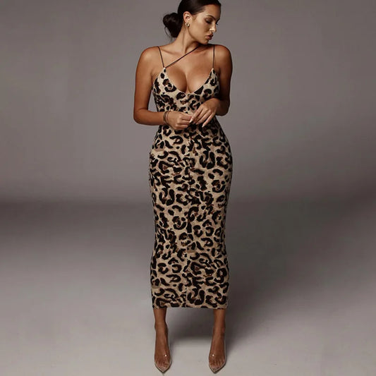 Carey - Leopard Bodycon Midi Dress - Lotus Pearl Clothing,  -  []