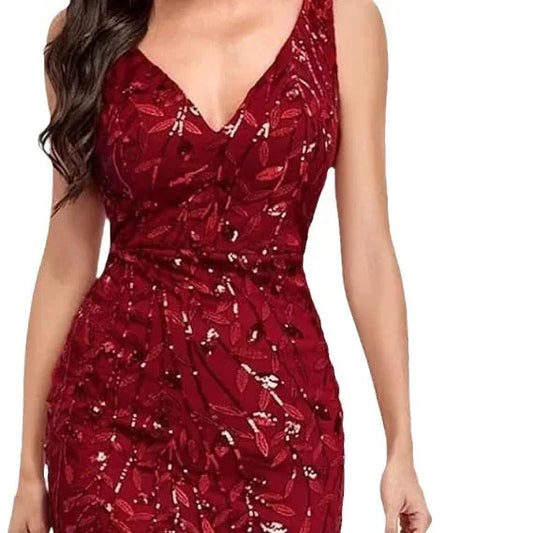 Sinatra - Elegant V-neck Sequin Sleeveless Dress - Lotus Pearl Clothing,  -  []