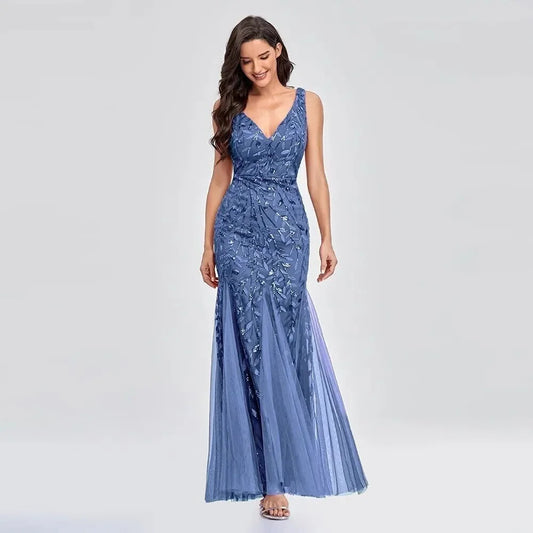 Sinatra - Elegant V-neck Sequin Sleeveless Dress - Lotus Pearl Clothing,  -  []