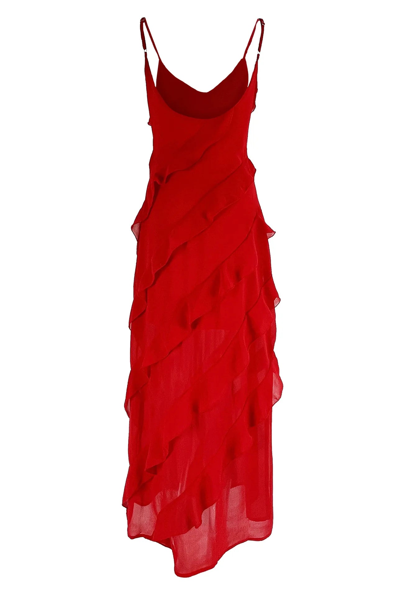 Taylor - Ruffles Chiffon Maxi Backlesss Dress - Lotus Pearl Clothing,  -  []