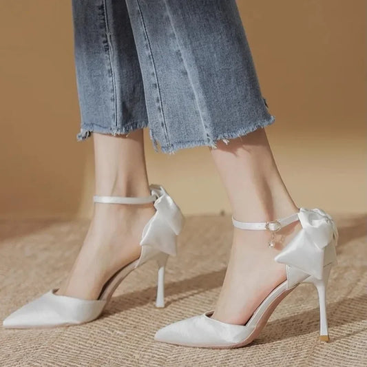 String Bead Pearl High Heels - Lotus Pearl Clothing,  -  []